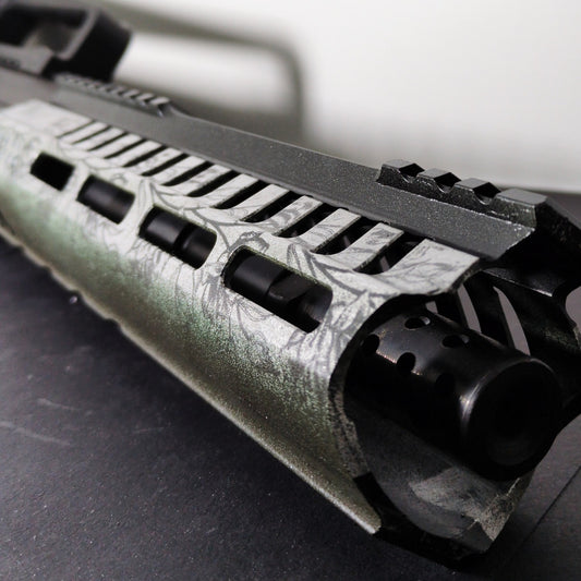 AR-15 Custom Handguard, 9", OD Flowers